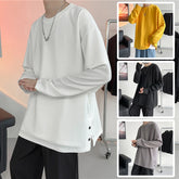 Threebooy Mens Clothing Original Oversized T-shirt Long Sleeve T-Shirt Streetwear Vintage Boxy Tee Harajuku Fashion Clothes Tops Tees